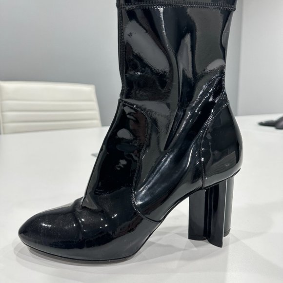 Louis Vuitton Boots Women Size 39 Black Patent Silhouette Ankle Booties Zip - Picture 16 of 16